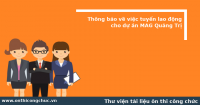 Thông báo về việc tuyển lao động cho dự án MAG tại Quảng Trị